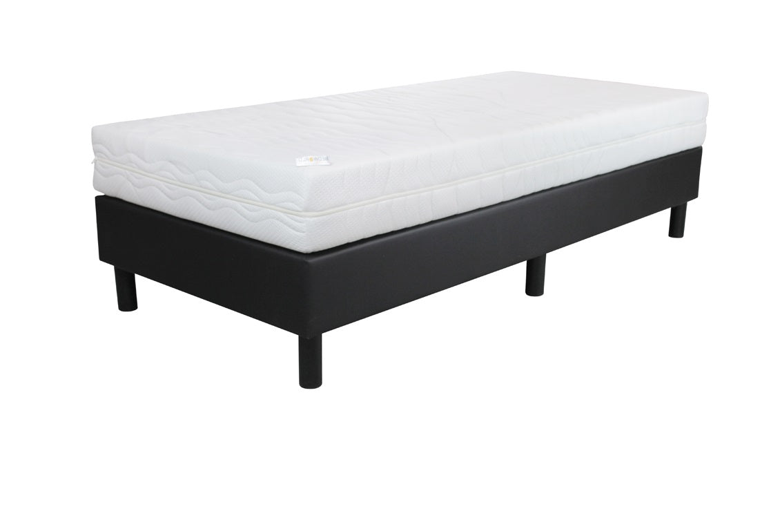 Boxspring 80x200 Skai zwart inclusief Matras Pocket Koudschuim