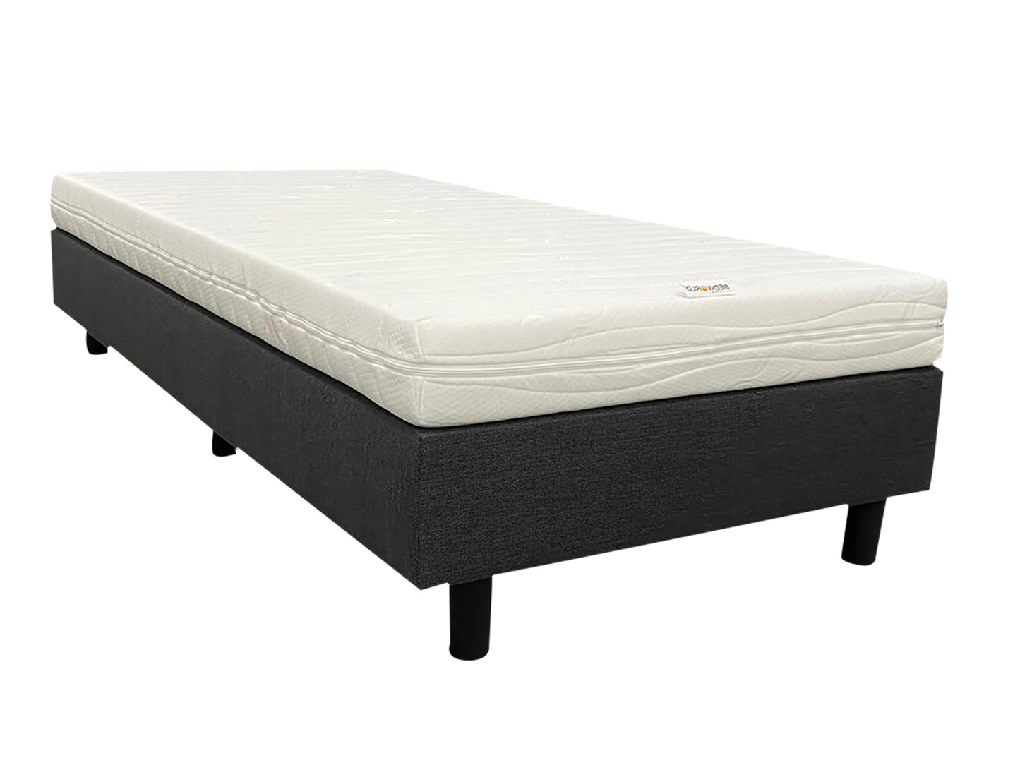 Boxspring antraciet 90x180 inclusief logeer matras hard ligcomfort