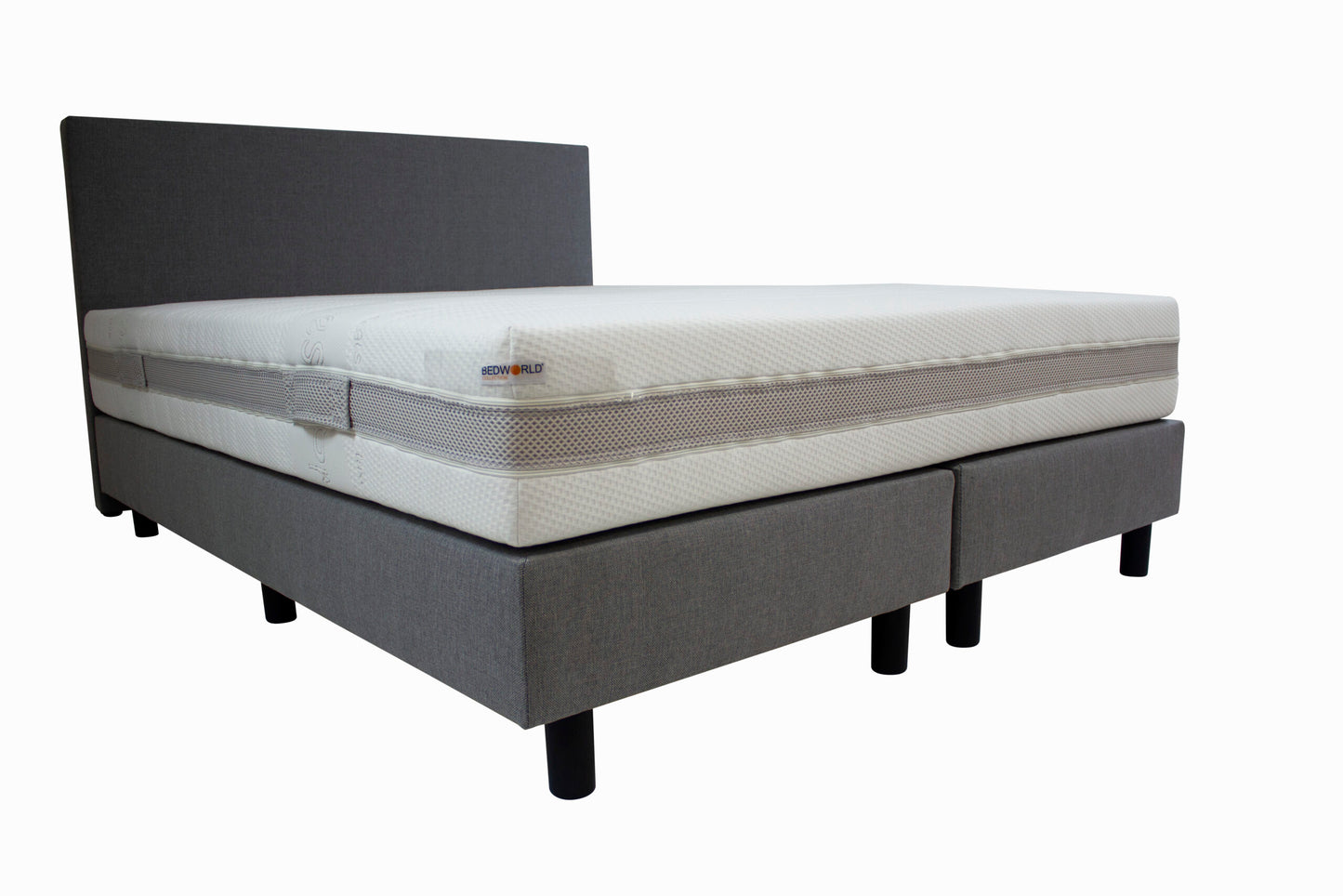 Hotel boxspring grijs inclusief micropocketmatras HR55 140x200 cm